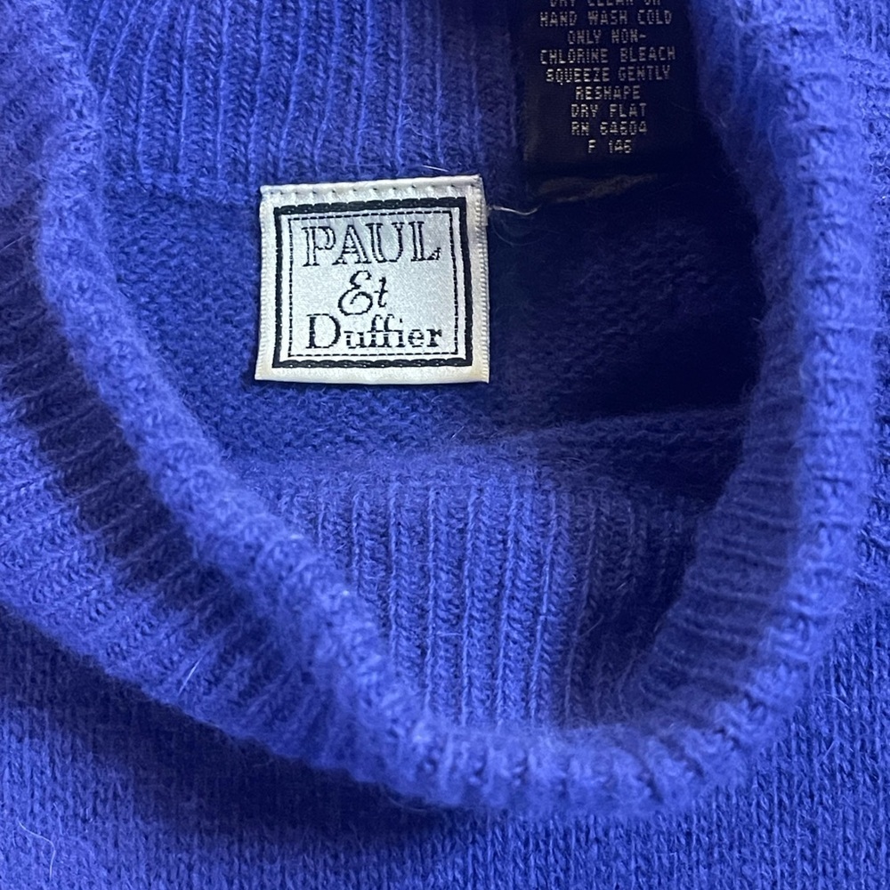 Paul Et. Duffier Royal Blue Wool Blend Turtleneck Sweater - Picture 3 of 11
